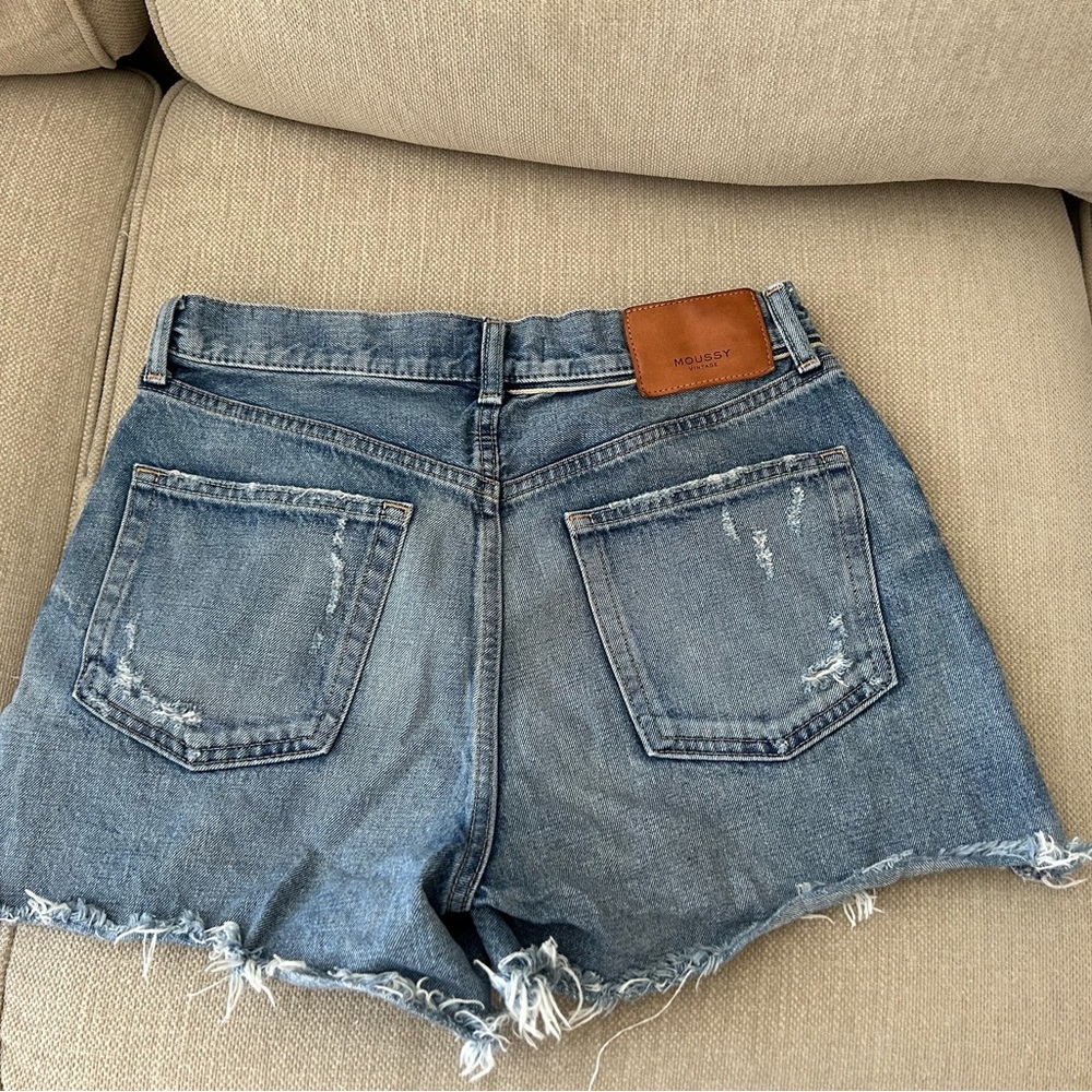 Moussy Vintage Distressed Blue Jean Shorts - Picture 2 of 3